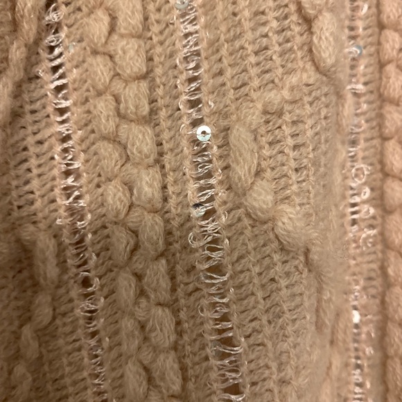 LVS Collection Open Cardigan Poncho Lightweight Peach Fringed One Size EUC - Picture 4 of 9